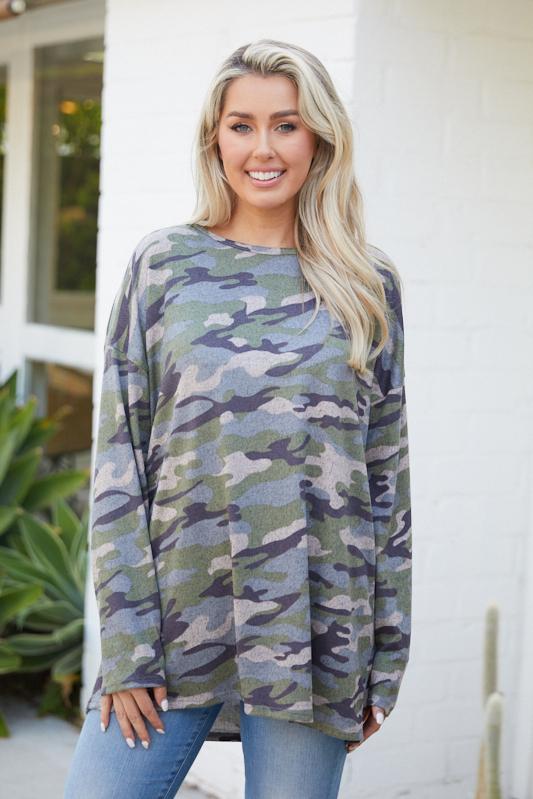 Camo Olive Long Sleeve Kit Top