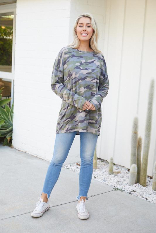 Camo Olive Long Sleeve Kit Top