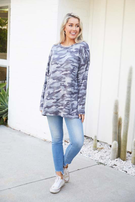 Camo Grey Long Sleeve Kit Top